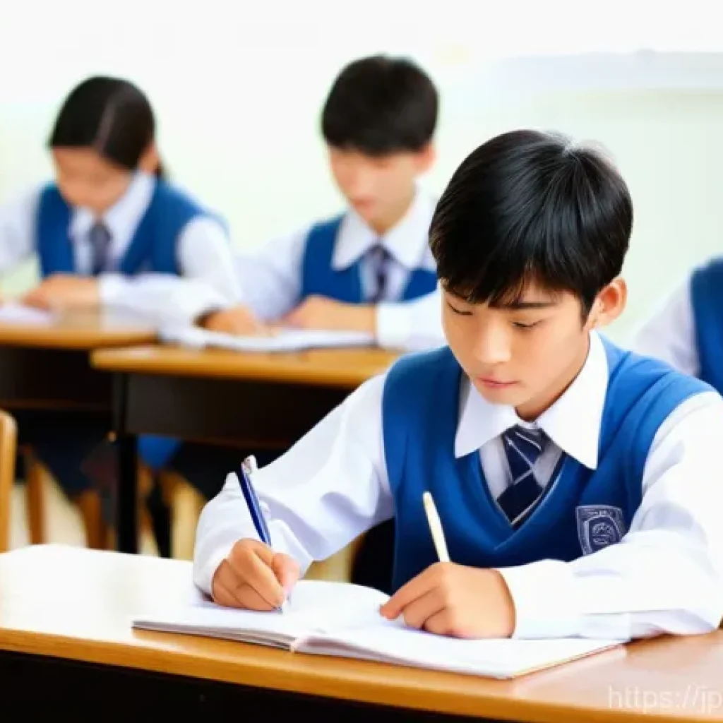 무역영어 필기시험 시간 분배 방법 - **Prompt: "A serene, focused Japanese high school student, gender-neutral, sitting at a clean wooden...
