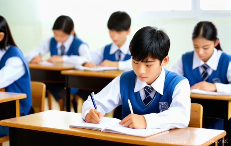 무역영어 필기시험 시간 분배 방법 - **Prompt: "A serene, focused Japanese high school student, gender-neutral, sitting at a clean wooden...