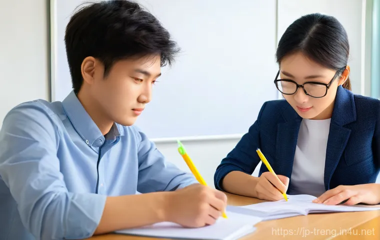 무역영어 필기시험 시간 분배 방법 - **Prompt: "A serene, focused Japanese high school student, gender-neutral, sitting at a clean wooden...