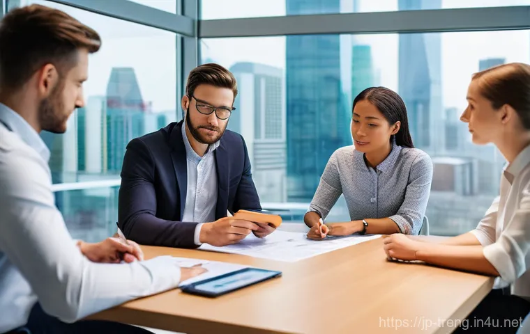 무역영어 시험 준비로 향상된 전문 기술 - Prompt 1: Global Business Collaboration in a Modern Office**