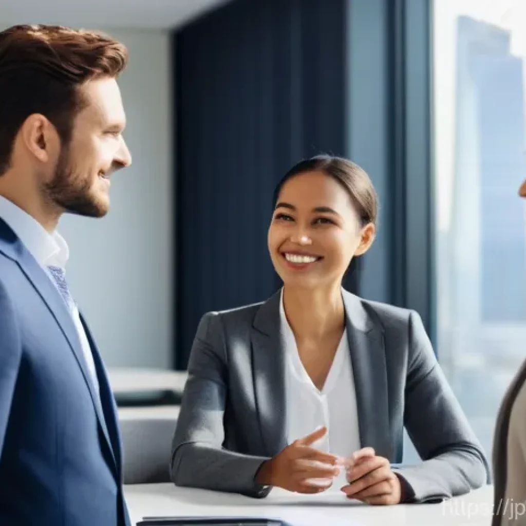 무역영어 필기시험 대비로 얻은 업무 기술 - **Prompt:** A diverse group of four business professionals, two men and two women of various ethnici...