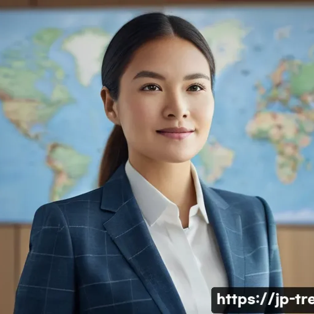 무역영어 자격증 취득 후 경력 발전 - **Prompt 1: "Global Career & Professional Growth"**
    A confident and smartly dressed professional...