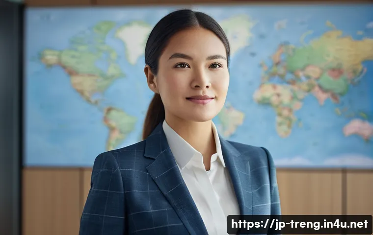 무역영어 자격증 취득 후 경력 발전 - **Prompt 1: "Global Career & Professional Growth"**
    A confident and smartly dressed professional...