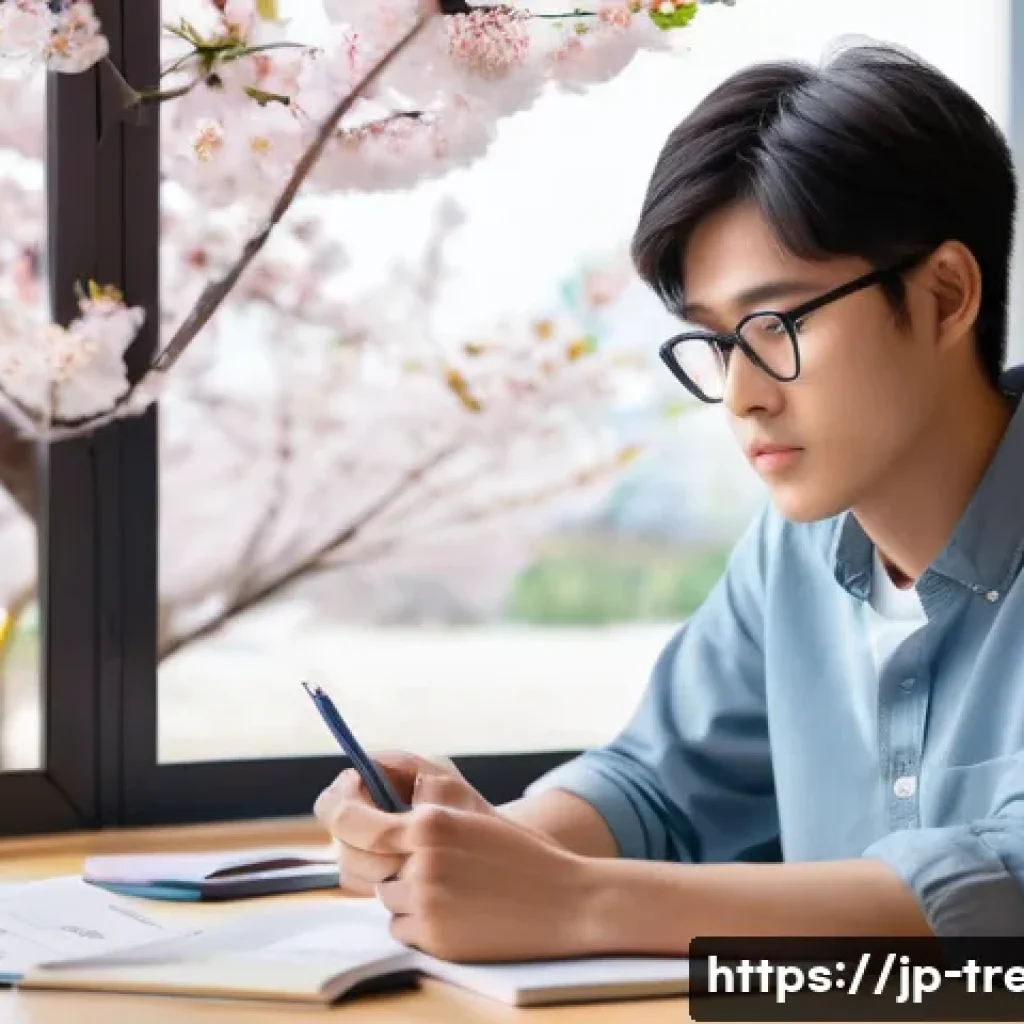 무역영어 실기시험 대비에서 학습 자료의 활용법 - A modern Japanese study room scene focused on effective exam preparation for trade English certifica...