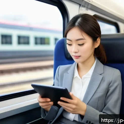 무역영어 실기시험 성공을 위한 실전 스킬 - A modern Japanese office scene showing a young professional woman studying trade English vocabulary ...