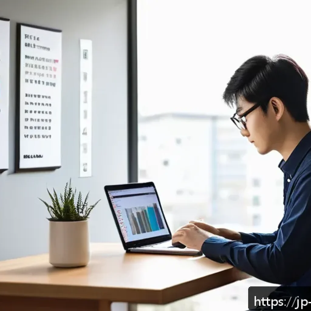 무역영어 필기시험 준비를 위한 무료 자료 - A modern Japanese home office setting with a young Japanese professional studying trade English on a...