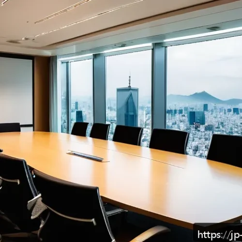 무역영어 학습으로 성취할 수 있는 기회 - A modern international business meeting scene in a sleek corporate office in Tokyo, featuring divers...