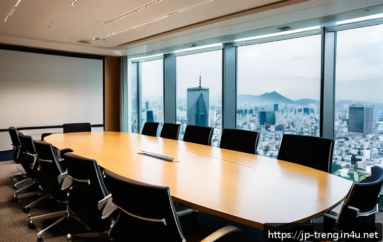무역영어 학습으로 성취할 수 있는 기회 - A modern international business meeting scene in a sleek corporate office in Tokyo, featuring divers...