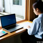 무역영어 시험과 자격증의 활용도 - Photorealistic Japanese university student preparing for an international trade English certificatio...