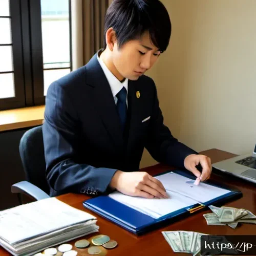 무역영어 자격증의 취득 절차와 비용 분석 - Photorealistic modern Japanese study scene, a young adult in neat casual business attire seated at a...